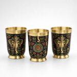 Decorative Brass Elephant Glass Set